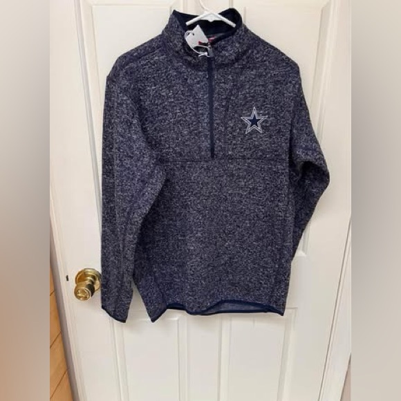 NFL Dallas Cowboys Heathered Navy Quarter-Zip Pullover Jacket Size Medium - Picture 10 of 10